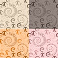 Seamless pattern of letters e and Pi in the form spirals