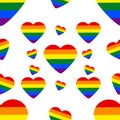 Seamless Pattern with LGBT rainbow heart. Celebrating gay people rights. Same-sex love. Pride. Vector Illustration