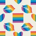 seamless pattern LGBTQ Pride Parade Set. Vector illustration of a gay pride parade. A group of people participating in Royalty Free Stock Photo