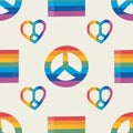 seamless pattern LGBTQ Pride Parade Set. Vector illustration of a gay pride parade. A group of people participating in Royalty Free Stock Photo