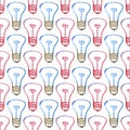 Seamless pattern light bulbs. Royalty Free Stock Photo