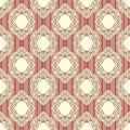 Seamless pattern of light vintage lace elements in the floral style. Pink-brown striped background Royalty Free Stock Photo