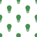 Seamless pattern with lightbulb icon. Green ecological sign. Protect planet. Vector illustration for design, web, wrapping paper, Royalty Free Stock Photo