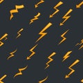 Seamless pattern lightning thunder bolt pictogram icons set design elements vector illustration Royalty Free Stock Photo