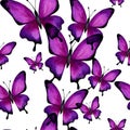 Seamless pattern of lilac butterflies Royalty Free Stock Photo