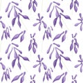 Seamless pattern of lilac flowers of hostas on a white background. Digital illustration. Royalty Free Stock Photo