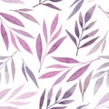 Seamless pattern, lilac tropical leaves on a white background, hand-drawn, pattern pattern.