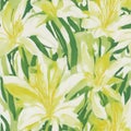 seamless pattern with lilies water color lily elegant green whitegreen bamboo background seamless watercolor