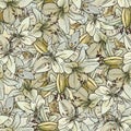 Seamless pattern with lilies