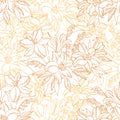 Seamless Pattern, Lily Flowers Contours