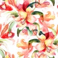 Seamless pattern with Lily flowers