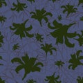 Seamless pattern with lily silhouettes. Vector illustration. Royalty Free Stock Photo