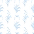 Seamless pattern with Lily of the valley and Forget me not flowers