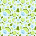 Seamless pattern with lime slices. Vector citrus fruit pattern Royalty Free Stock Photo