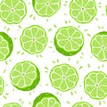 Seamless pattern with limes slices. Vector illustration Royalty Free Stock Photo