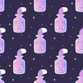 Seamless pattern,line art,cat in a can , occultism magic