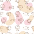 Seamless Pattern Line Art Little Kids Royalty Free Stock Photo