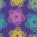 Seamless pattern of line art multicolored stars Royalty Free Stock Photo