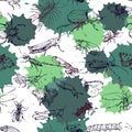 Seamless pattern with line drawing insects Royalty Free Stock Photo