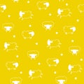 Seamless pattern with line sheep and stars. Vector