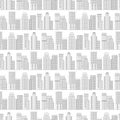 Seamless pattern of line skyscrapers. Black and white Royalty Free Stock Photo