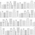 Seamless pattern of line skyscrapers. Black and white Royalty Free Stock Photo