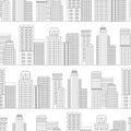 Seamless pattern of line skyscrapers. Black and white Royalty Free Stock Photo