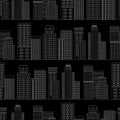 Seamless pattern of line skyscrapers. Black and white Royalty Free Stock Photo