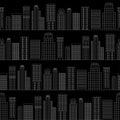 Seamless pattern of line skyscrapers. Black and white Royalty Free Stock Photo