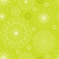 Seamless pattern linear floral ornament on a green background. vector illustration