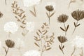 Seamless Pattern Linen Textured Floral Silhouettes Neutral Tones Elegant Fabric Design Template Royalty Free Stock Photo