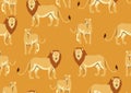 Seamless pattern with of lions.