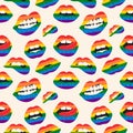 Seamless pattern with lips Lgbt pride sign in vector format.