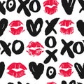 Seamless pattern with lipstick kisses Royalty Free Stock Photo