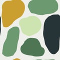 Seamless pattern of liquid forms in Scandinavian style. Hand draw texture in green colors from geometric objects Royalty Free Stock Photo