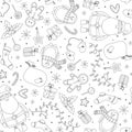 Seamless pattern for little boys and girls. Sketch style. Royalty Free Stock Photo