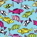 Seamless pattern with little fishes Royalty Free Stock Photo