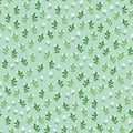 Seamless pattern with little flowers and leaves on pastel green background for decorative,fashion,fabric,textile,print or