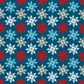 Seamless Pattern Little Graphic Christmas Stars Blue Red White Beige Royalty Free Stock Photo