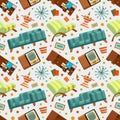 Seamless pattern with the living room stuff Royalty Free Stock Photo
