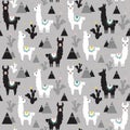 Seamless pattern of llama, cactus and mountains.