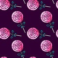 Seamless pattern with lollipops. Cute pink watercolor hand drawn sweets on holidays backgrounds and textures