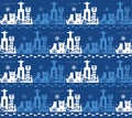 Seamless pattern with Lisbon symbols and landmarks Royalty Free Stock Photo