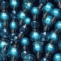 Seamless pattern, Lots of electric light bulbs close up.