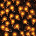 Seamless pattern, Lots of electric light bulbs close up.