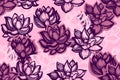 Seamless pattern with lotus flowers on a pink background. Background with water flowers in the Chinese style. Royalty Free Stock Photo