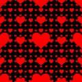 Seamless pattern Love Heart Red Color And Black Background