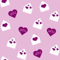 Seamless pattern with love letter and hearts Royalty Free Stock Photo
