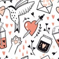 Seamless pattern with love line illustrations