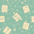 Seamless pattern of speech bubbles with hearts Royalty Free Stock Photo
